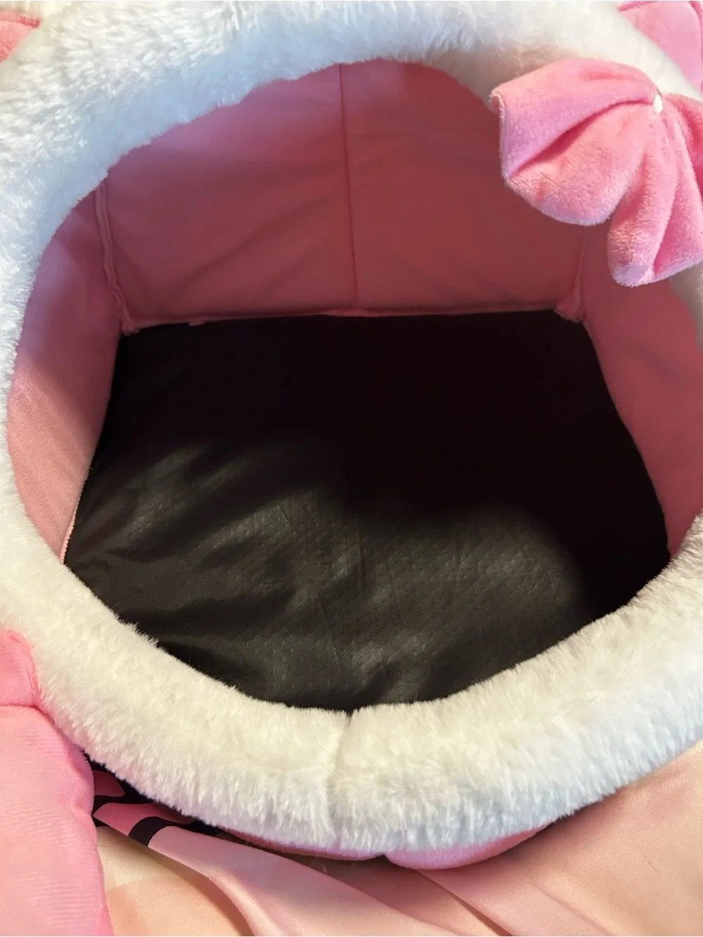 Pink Plush Cat Cave Bed with Bow - Brand:
